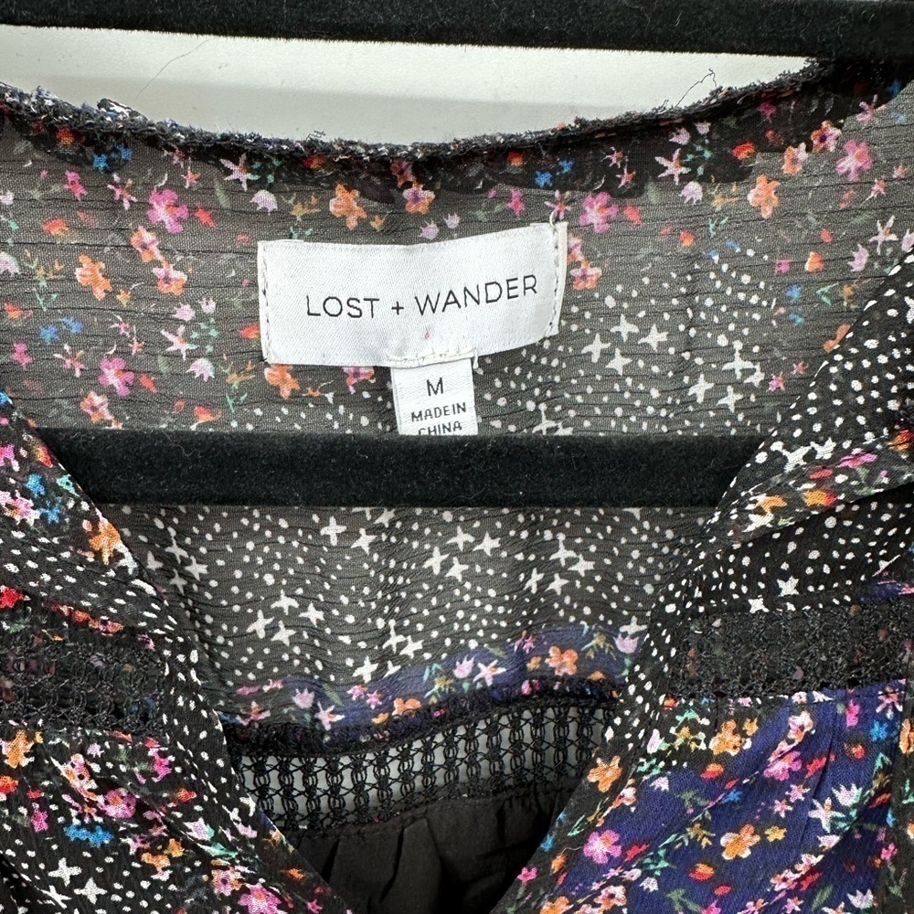LOST & WANDER Sweet Surrender woman floral lightweight boho peasant top MED - Picture 6 of 14